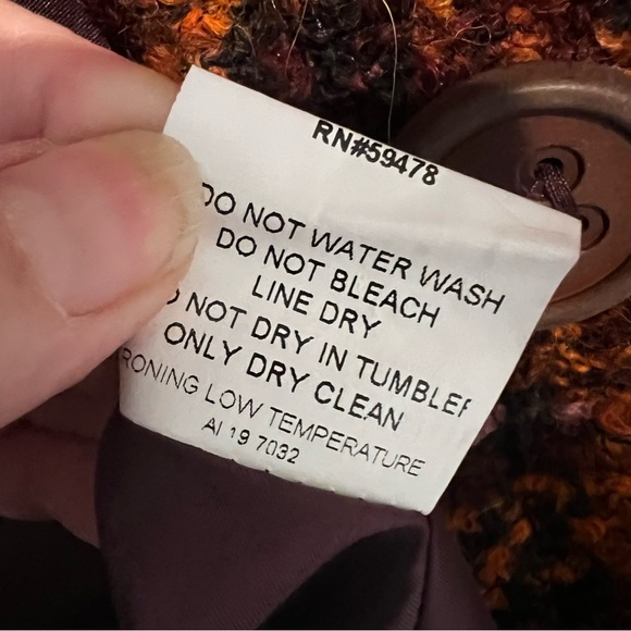 Chepe Italy Wool Cotton Blend Tweed Orange Burgundy Plaid Jacket Lined Size M - Picture 10 of 14